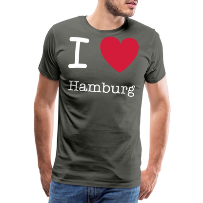 Männer Premium T-Shirt - I Love Hamburg Spruch Design - Asphalt