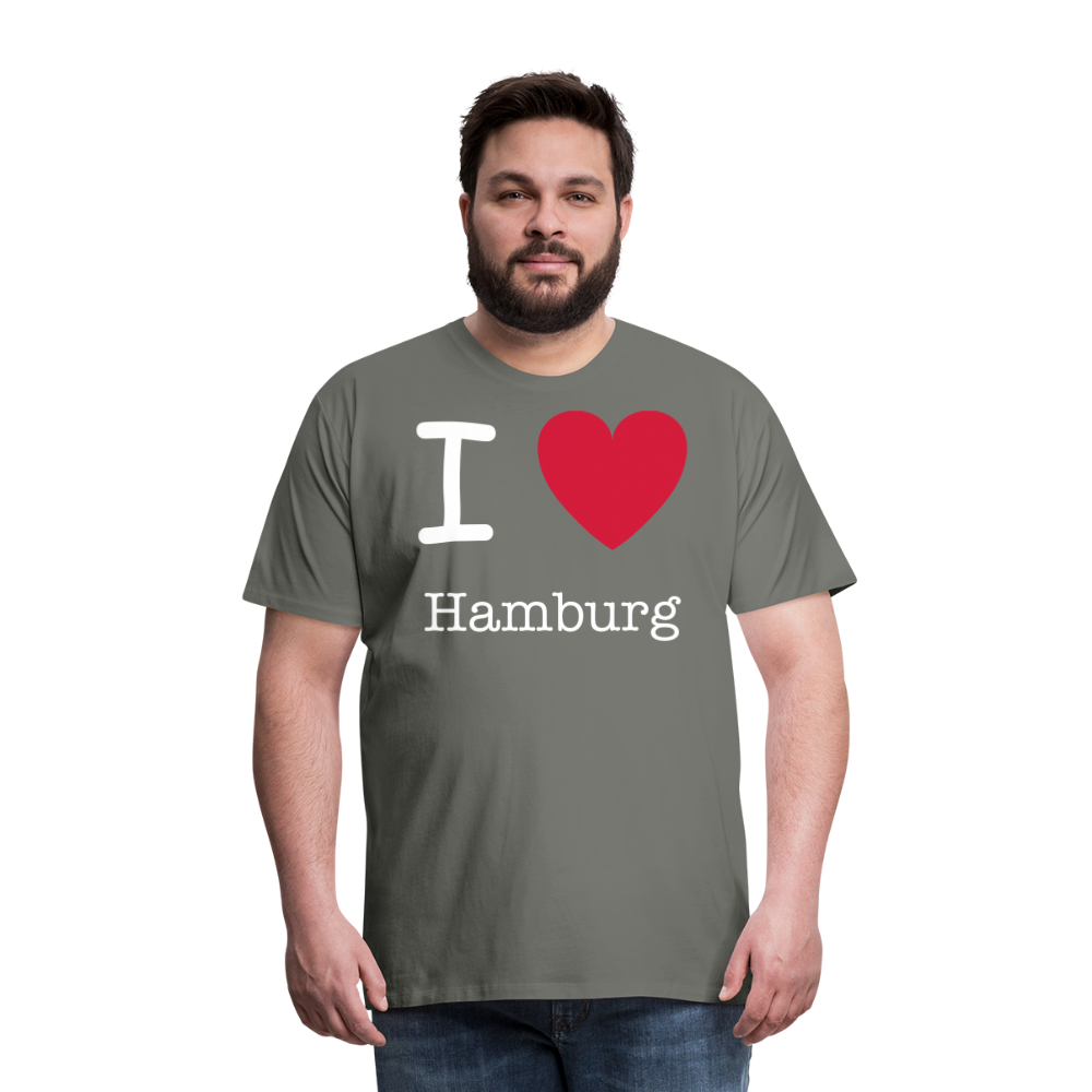 Männer Premium T-Shirt - I Love Hamburg Spruch Design - Asphalt