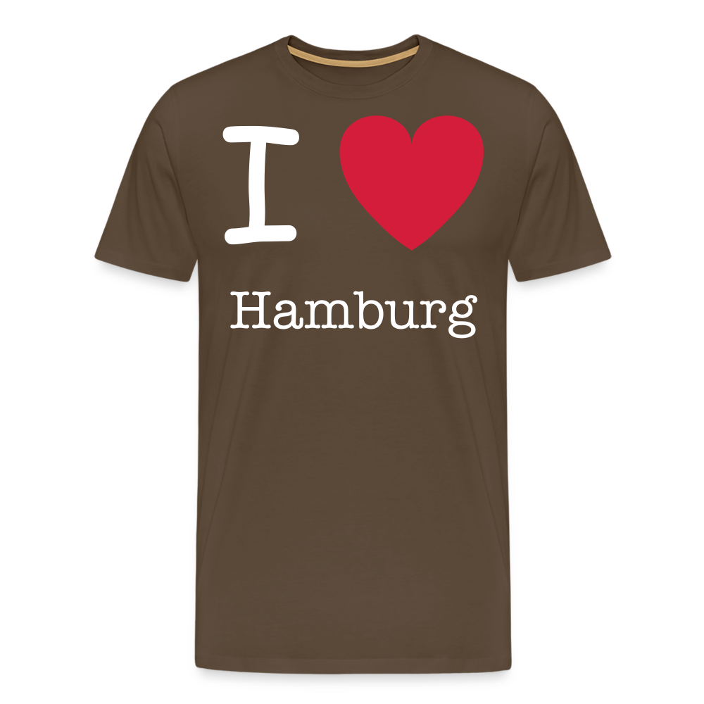 Männer Premium T-Shirt - I Love Hamburg Spruch Design - Edelbraun