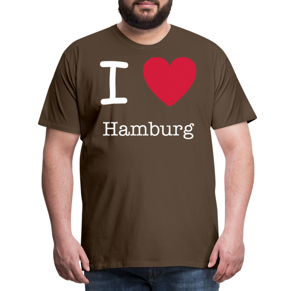 Männer Premium T-Shirt - I Love Hamburg Spruch Design - Edelbraun