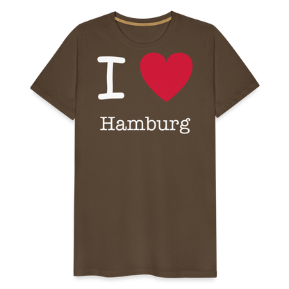 Männer Premium T-Shirt - I Love Hamburg Spruch Design - Edelbraun