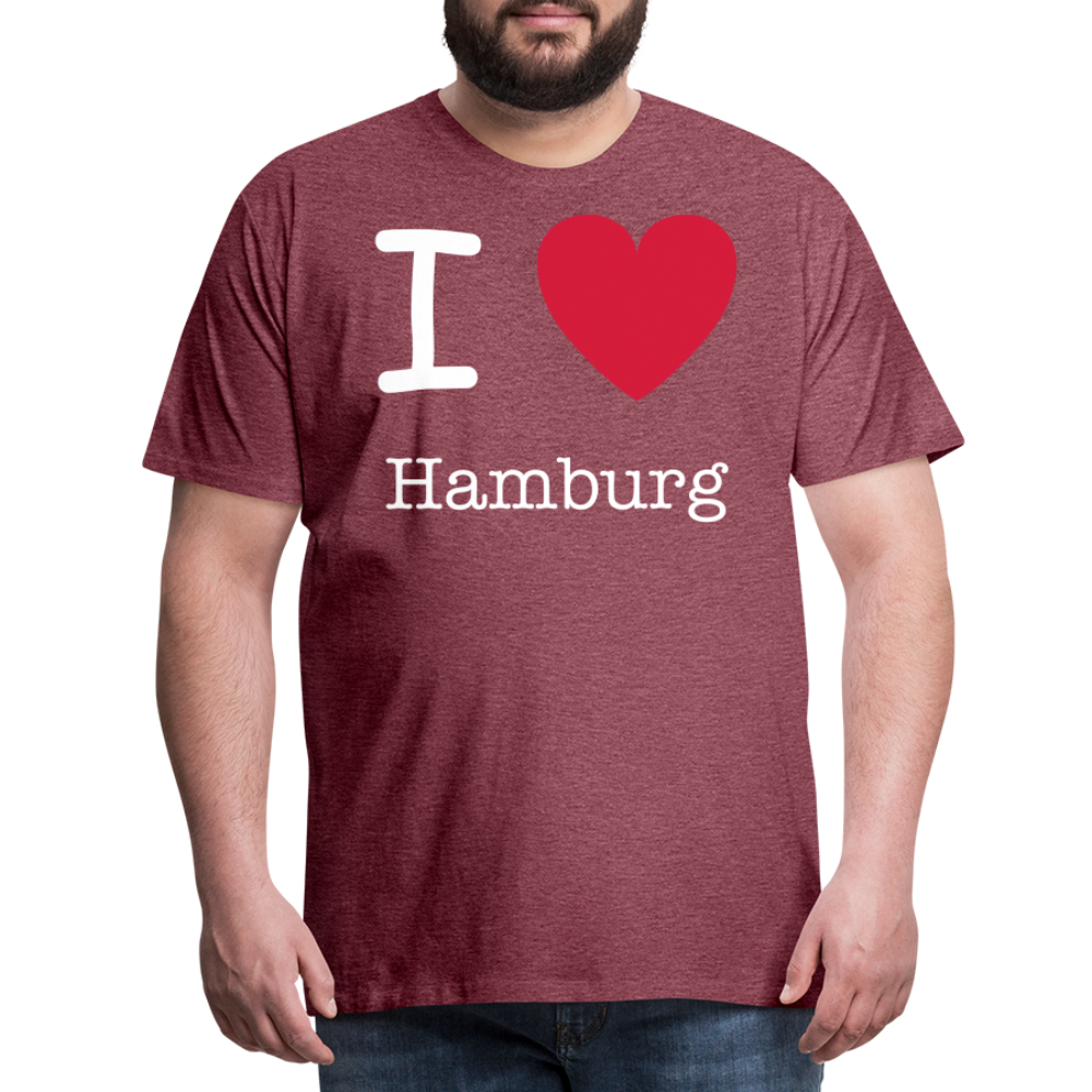 Männer Premium T-Shirt - I Love Hamburg Spruch Design - Bordeauxrot meliert