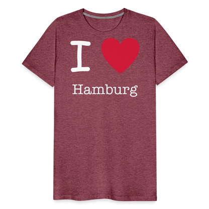 Männer Premium T-Shirt - I Love Hamburg Spruch Design - Bordeauxrot meliert