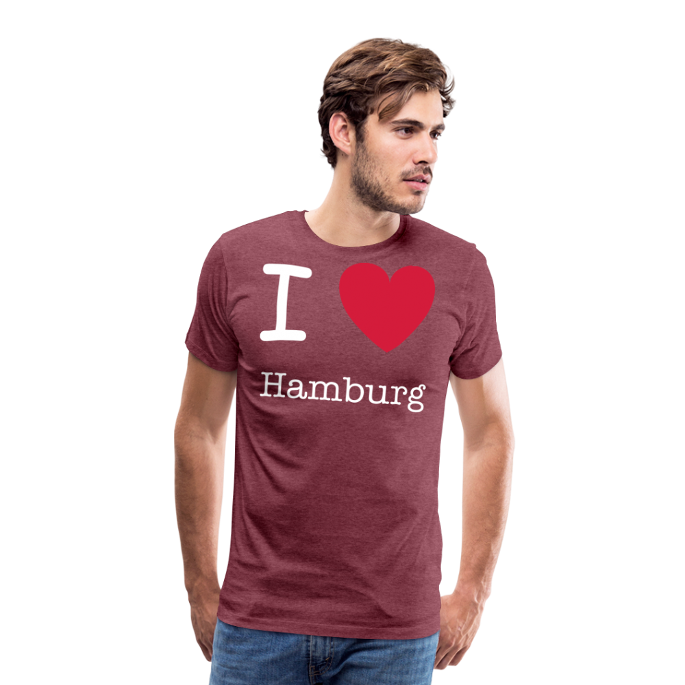 Männer Premium T-Shirt - I Love Hamburg Spruch Design - Bordeauxrot meliert