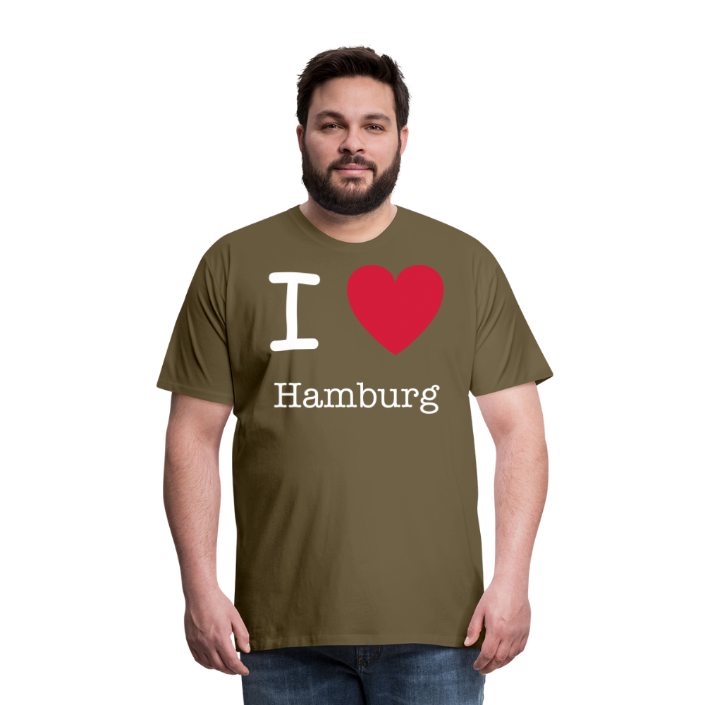 Männer Premium T-Shirt - I Love Hamburg Spruch Design - Khaki