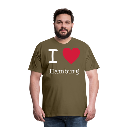 Männer Premium T-Shirt - I Love Hamburg Spruch Design - Khaki