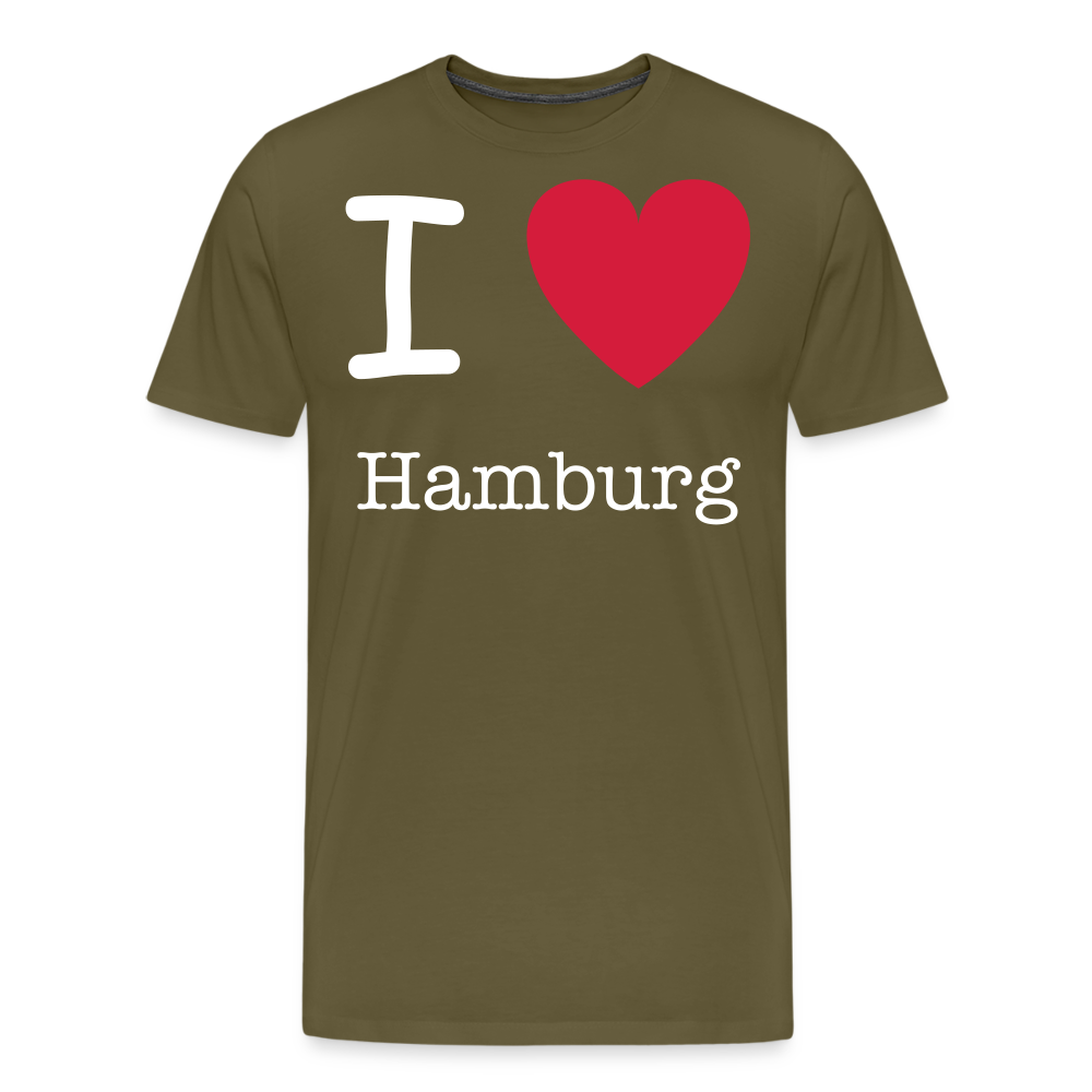 Männer Premium T-Shirt - I Love Hamburg Spruch Design - Khaki