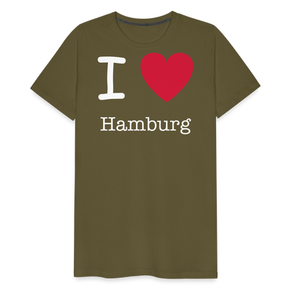 Männer Premium T-Shirt - I Love Hamburg Spruch Design - Khaki