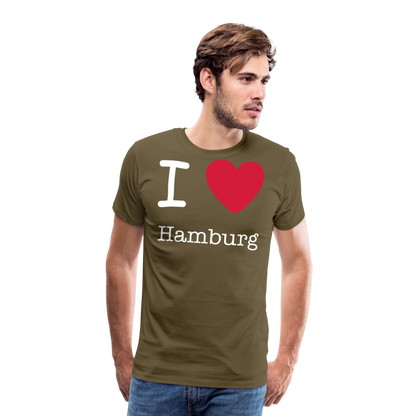 Männer Premium T-Shirt - I Love Hamburg Spruch Design - Khaki