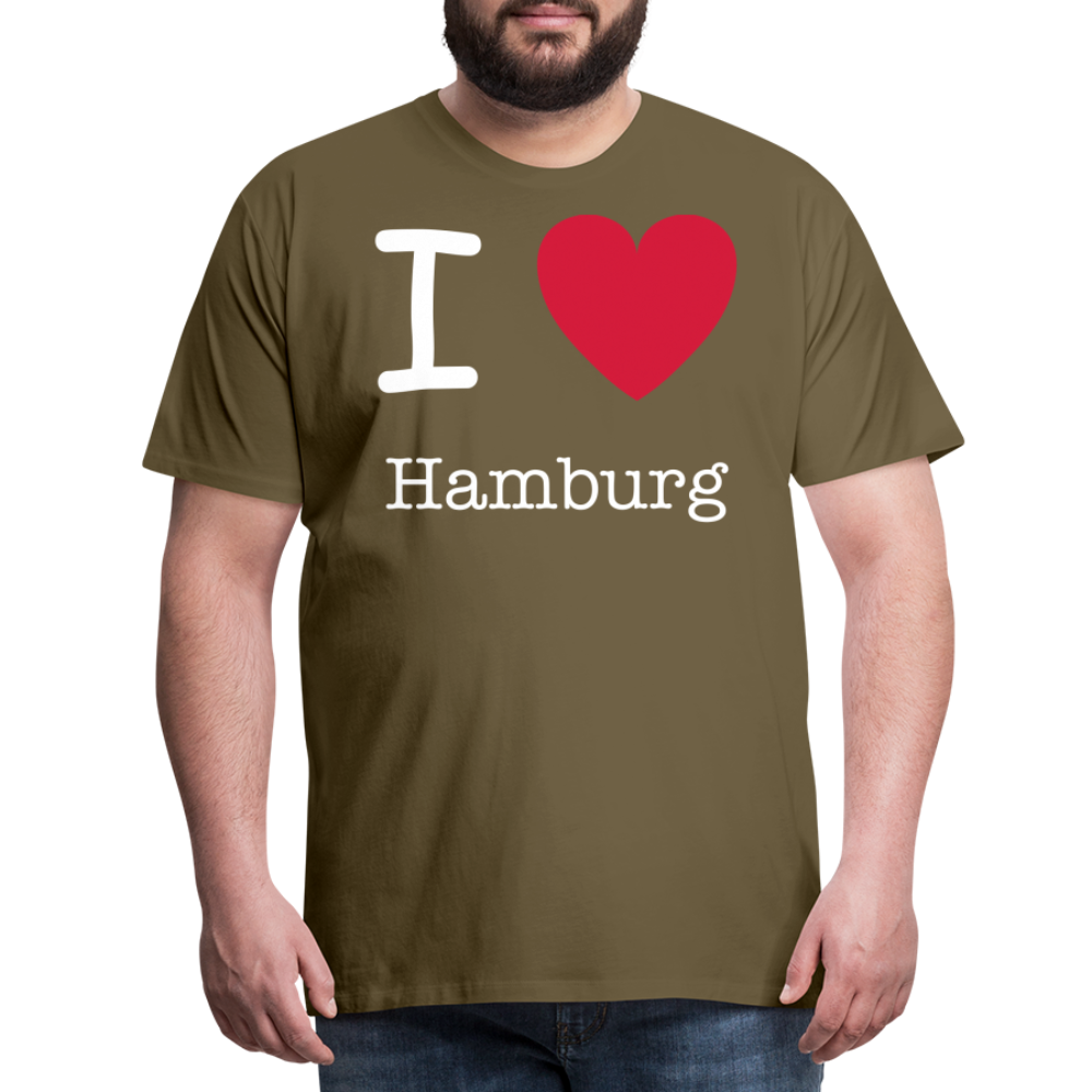 Männer Premium T-Shirt - I Love Hamburg Spruch Design - Khaki