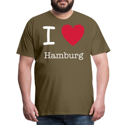 Männer Premium T-Shirt - I Love Hamburg Spruch Design - Khaki