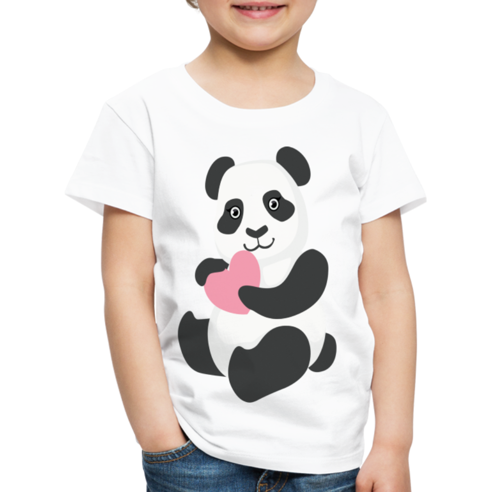 Kinder Premium T-Shirt - Panda mit Herz - weiß