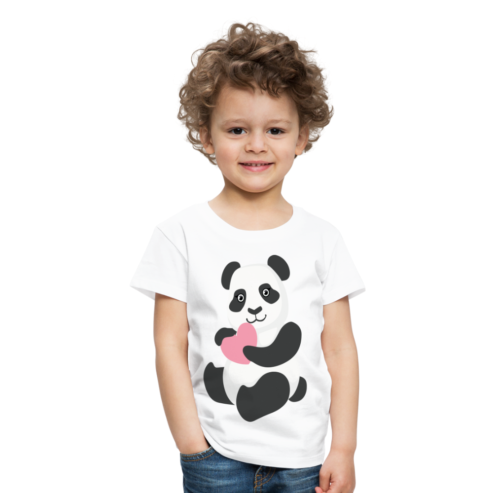 Kinder Premium T-Shirt - Panda mit Herz - weiß