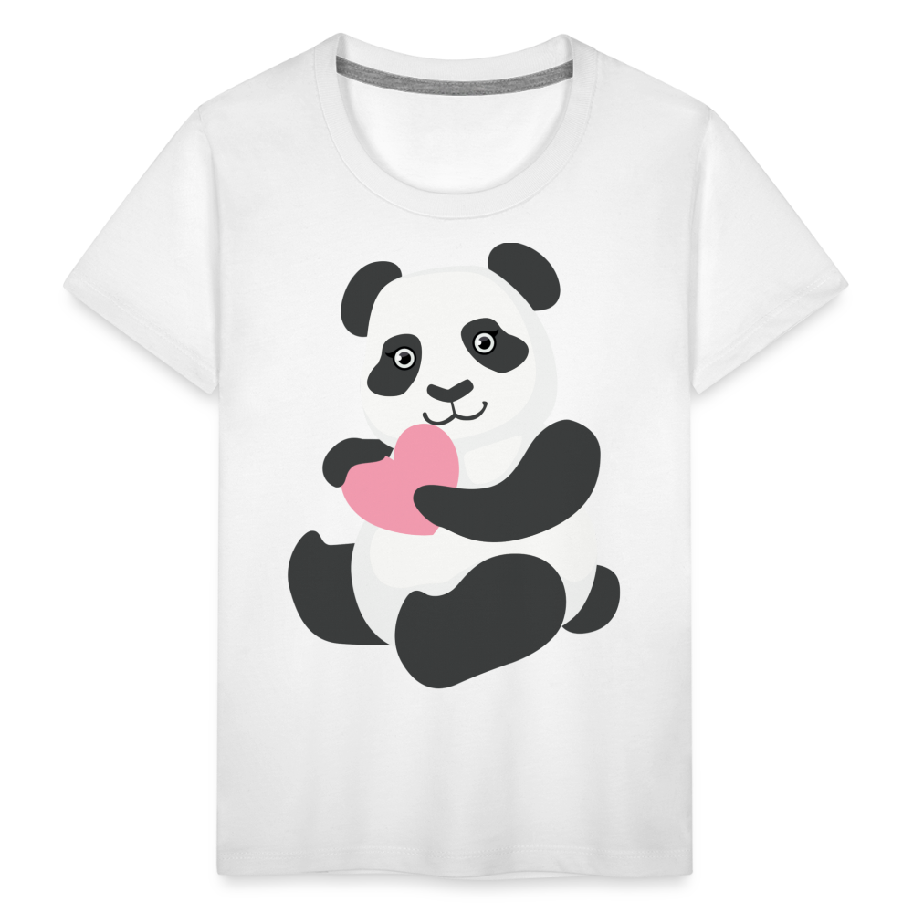 Kinder Premium T-Shirt - Panda mit Herz - weiß