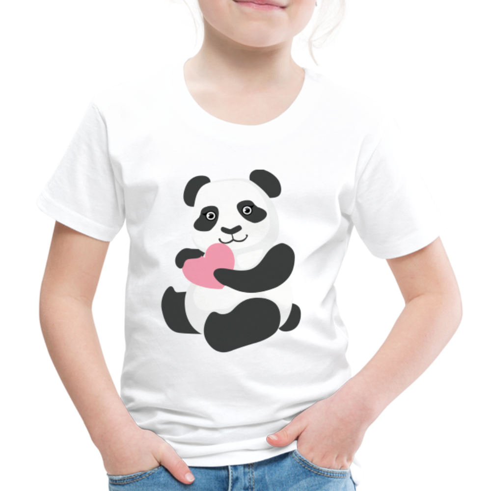 Kinder Premium T-Shirt - Panda mit Herz - weiß