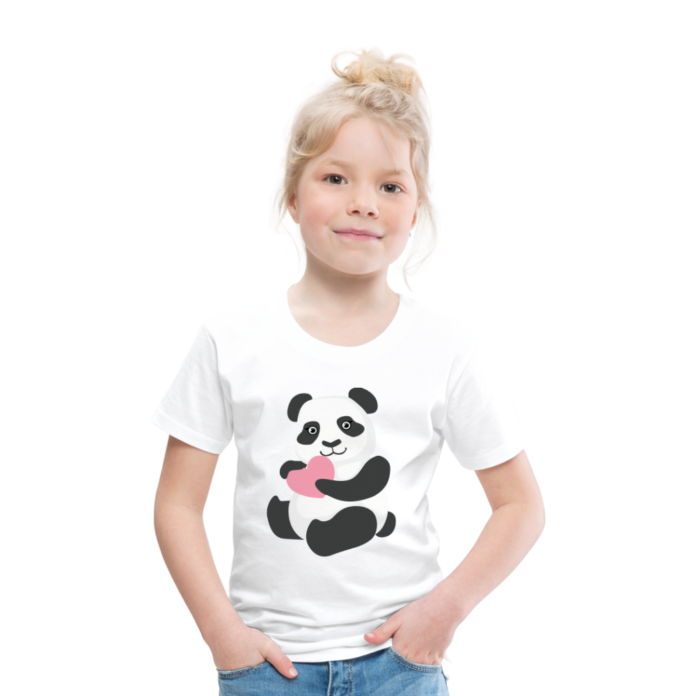 Kinder Premium T-Shirt - Panda mit Herz - weiß