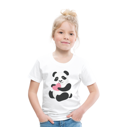 Kinder Premium T-Shirt - Panda mit Herz - weiß