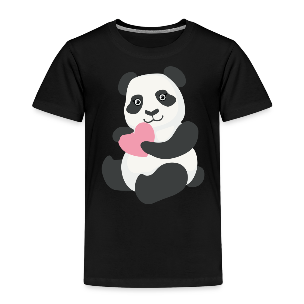 Kinder Premium T-Shirt - Panda mit Herz - Schwarz