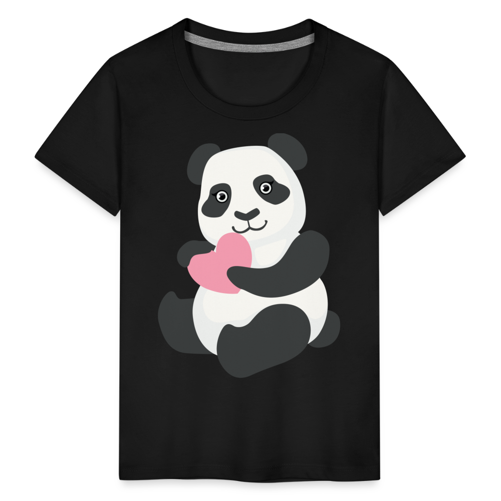 Kinder Premium T-Shirt - Panda mit Herz - Schwarz