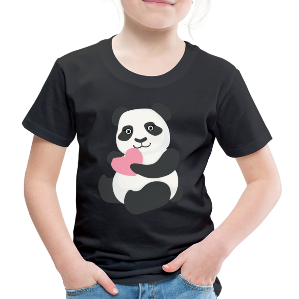 Kinder Premium T-Shirt - Panda mit Herz - Schwarz