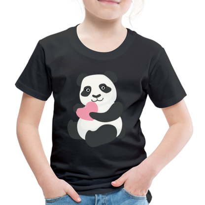 Kinder Premium T-Shirt - Panda mit Herz - Schwarz