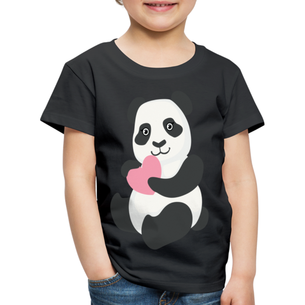 Kinder Premium T-Shirt - Panda mit Herz - Schwarz