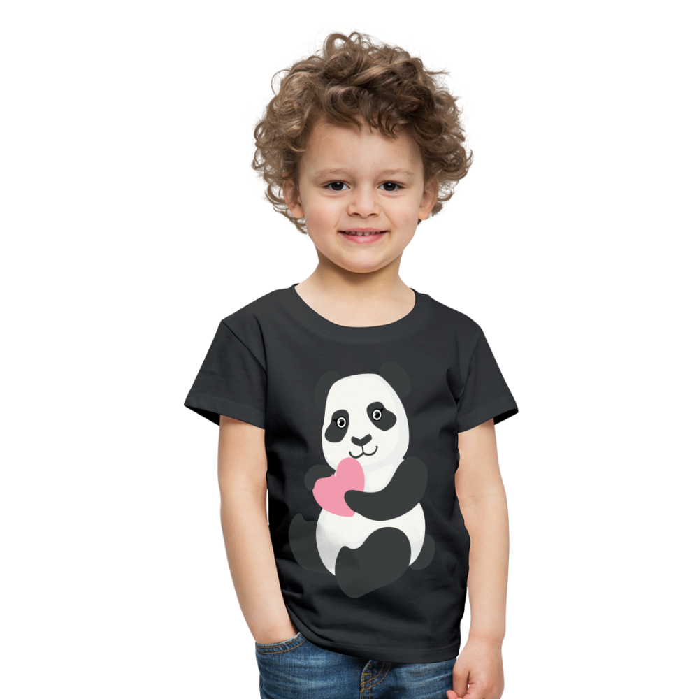 Kinder Premium T-Shirt - Panda mit Herz - Schwarz