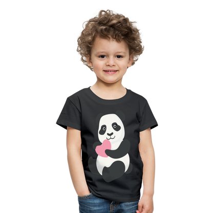 Kinder Premium T-Shirt - Panda mit Herz - Schwarz