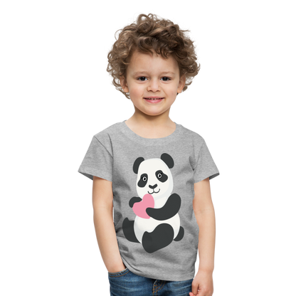 Kinder Premium T-Shirt - Panda mit Herz - Grau meliert