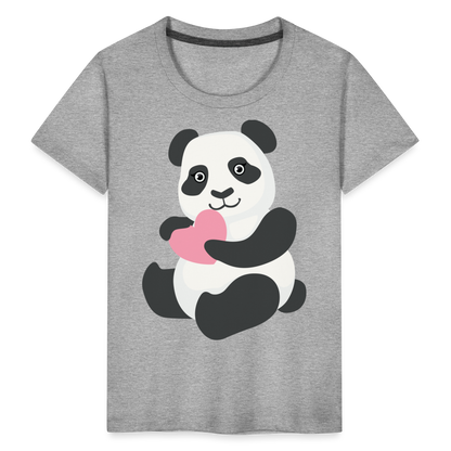 Kinder Premium T-Shirt - Panda mit Herz - Grau meliert