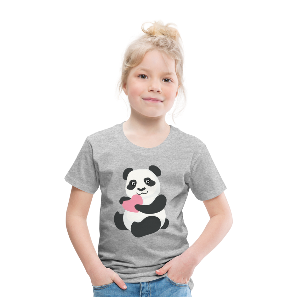 Kinder Premium T-Shirt - Panda mit Herz - Grau meliert