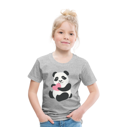 Kinder Premium T-Shirt - Panda mit Herz - Grau meliert