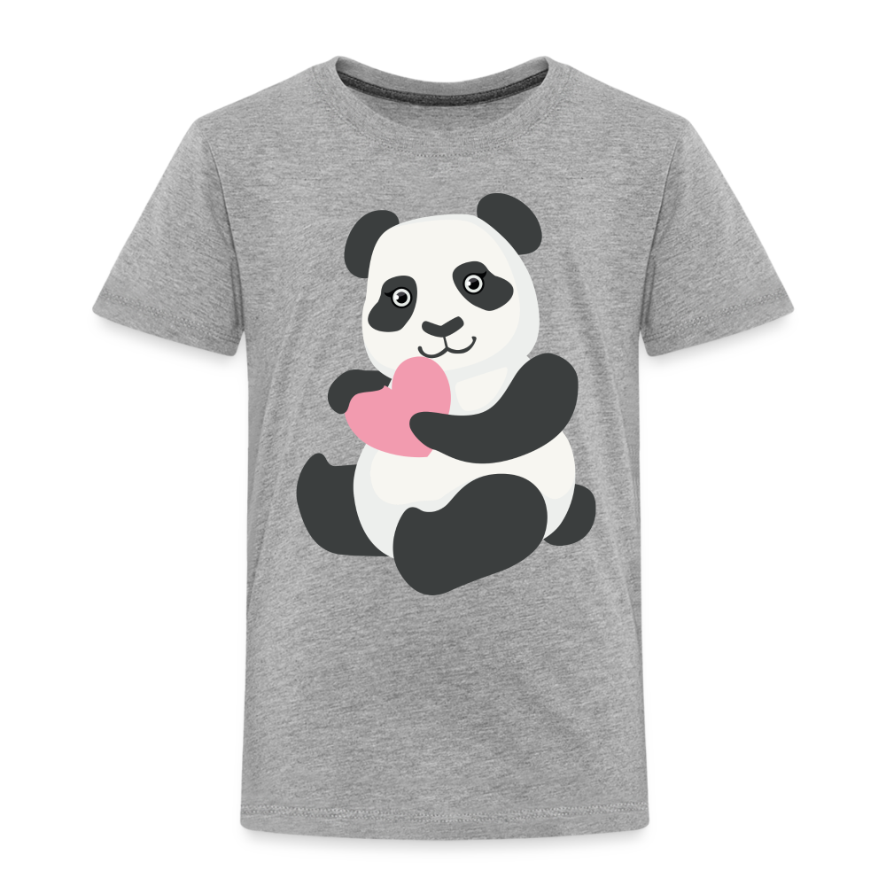 Kinder Premium T-Shirt - Panda mit Herz - Grau meliert