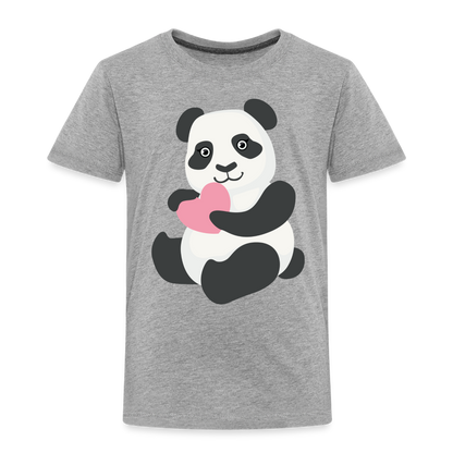 Kinder Premium T-Shirt - Panda mit Herz - Grau meliert