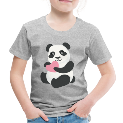 Kinder Premium T-Shirt - Panda mit Herz - Grau meliert