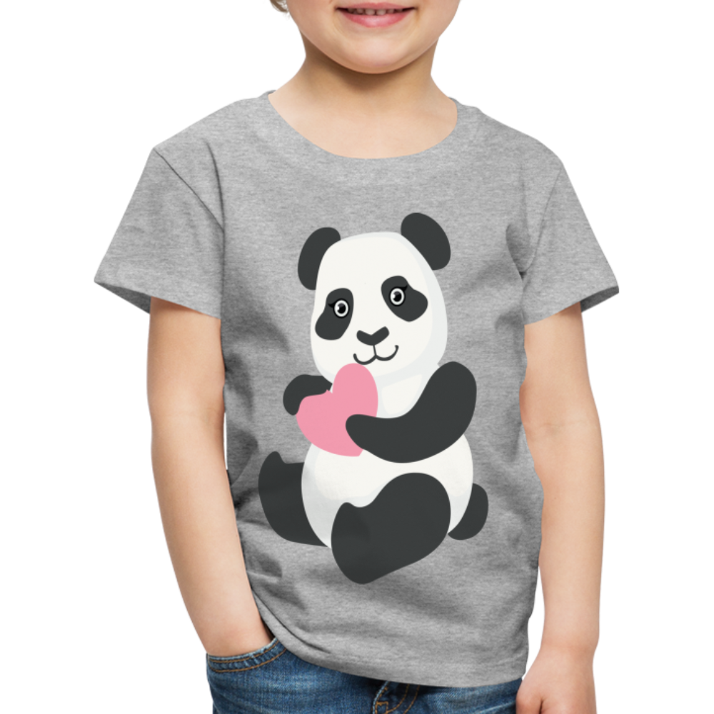 Kinder Premium T-Shirt - Panda mit Herz - Grau meliert