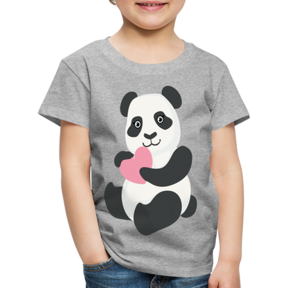 Kinder Premium T-Shirt - Panda mit Herz - Grau meliert