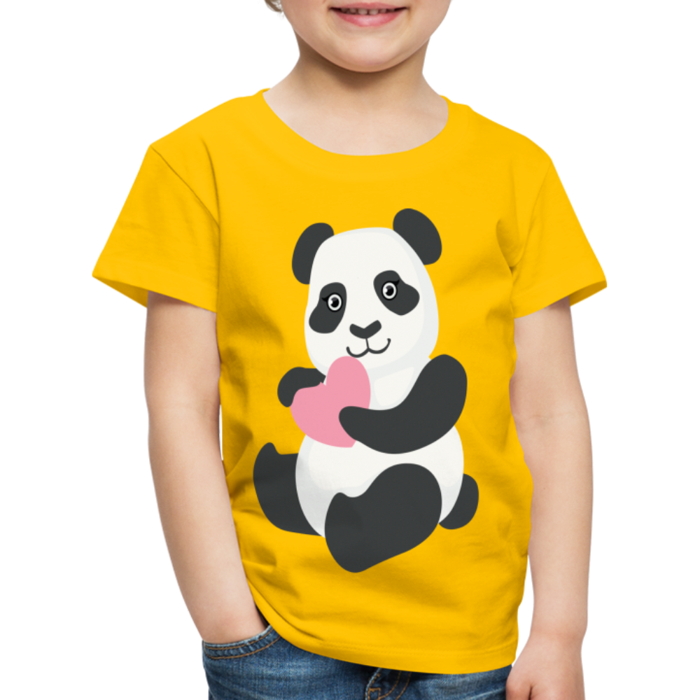 Kinder Premium T-Shirt - Panda mit Herz - Sonnengelb