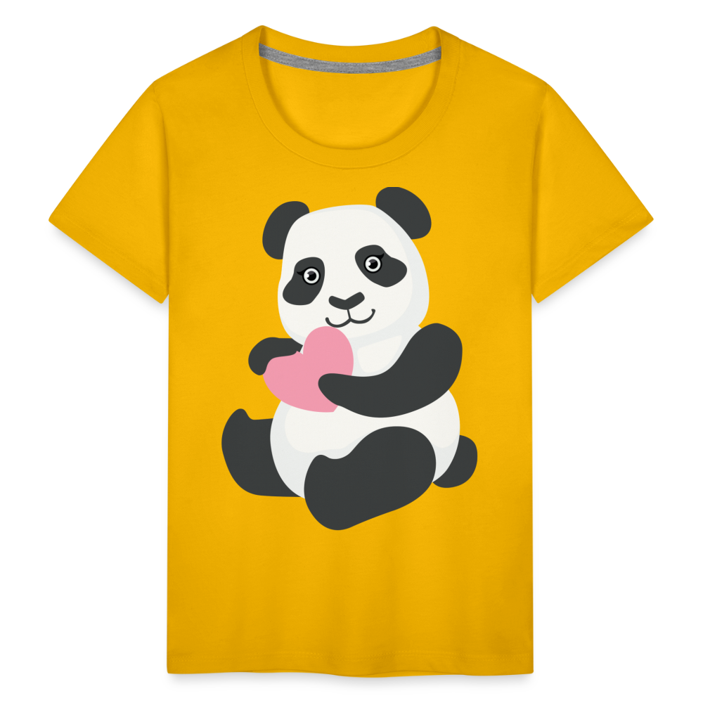 Kinder Premium T-Shirt - Panda mit Herz - Sonnengelb