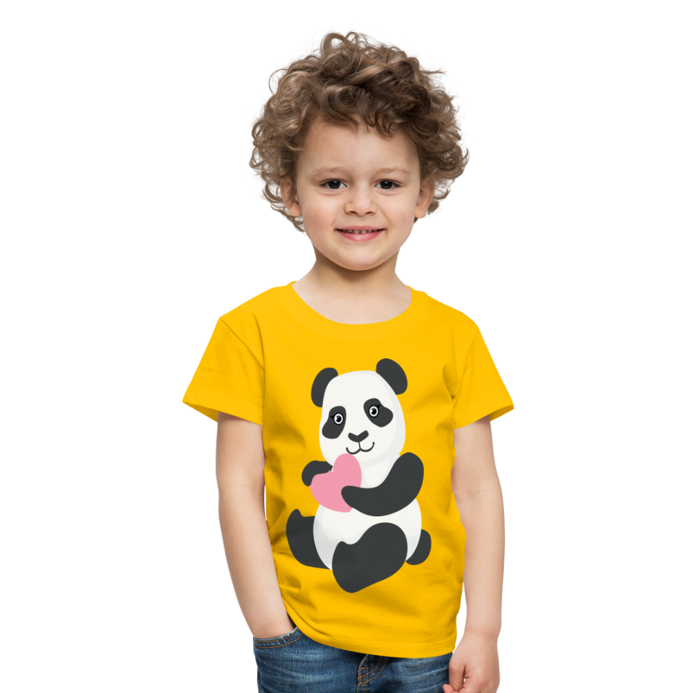 Kinder Premium T-Shirt - Panda mit Herz - Sonnengelb