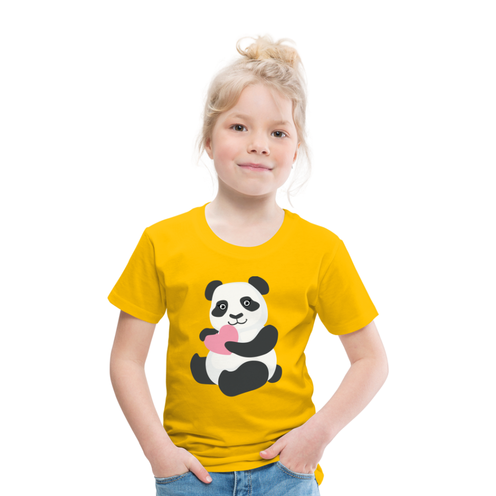 Kinder Premium T-Shirt - Panda mit Herz - Sonnengelb