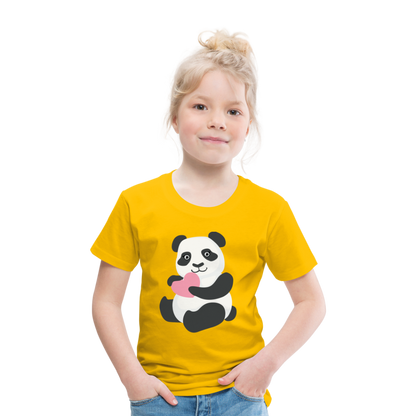 Kinder Premium T-Shirt - Panda mit Herz - Sonnengelb