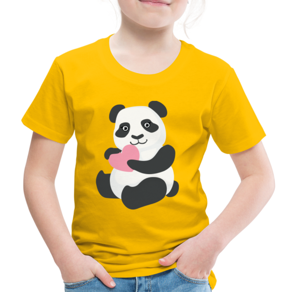 Kinder Premium T-Shirt - Panda mit Herz - Sonnengelb