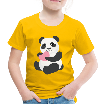 Kinder Premium T-Shirt - Panda mit Herz - Sonnengelb