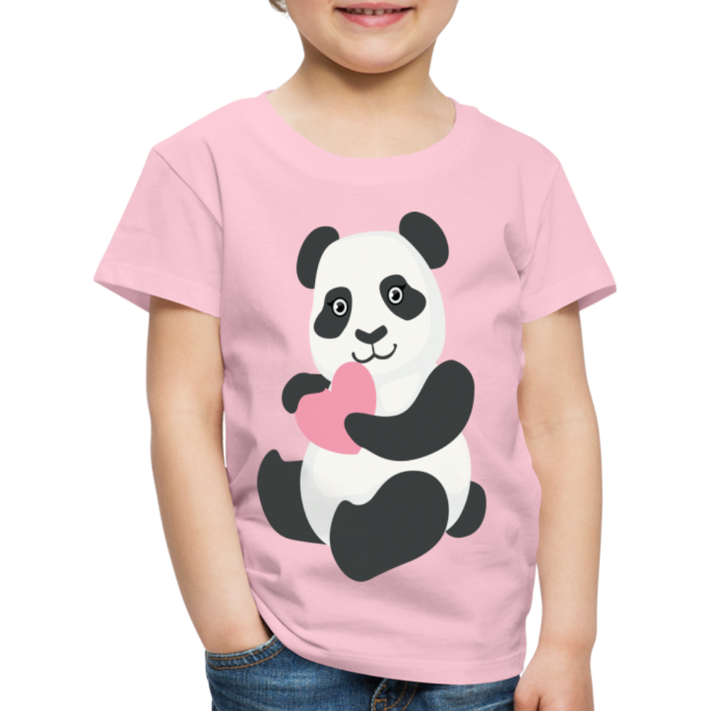 Kinder Premium T-Shirt - Panda mit Herz - Hellrosa