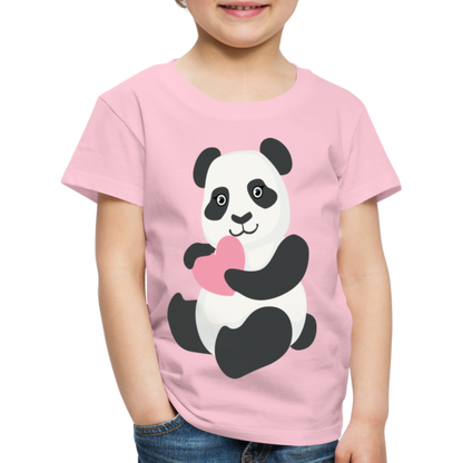 Kinder Premium T-Shirt - Panda mit Herz - Hellrosa