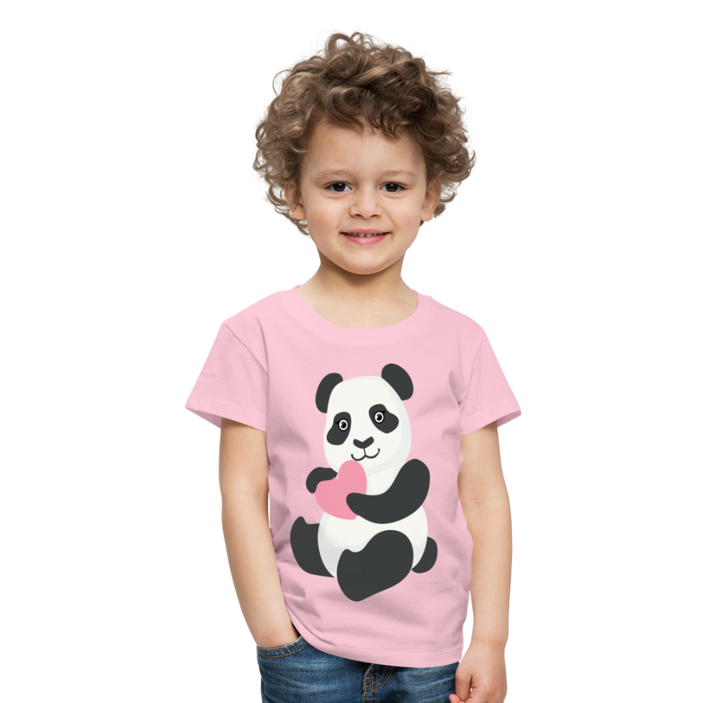 Kinder Premium T-Shirt - Panda mit Herz - Hellrosa