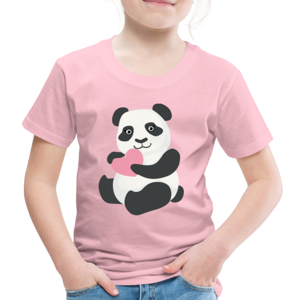 Kinder Premium T-Shirt - Panda mit Herz - Hellrosa