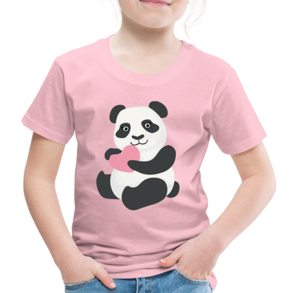 Kinder Premium T-Shirt - Panda mit Herz - Hellrosa