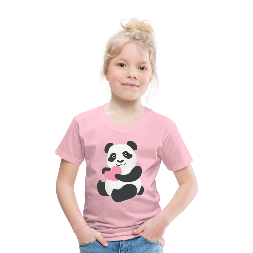 Kinder Premium T-Shirt - Panda mit Herz - Hellrosa